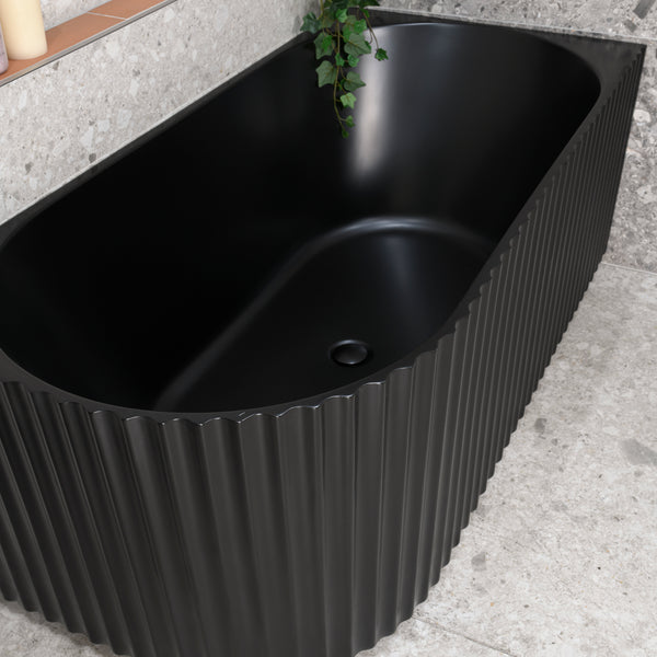 Agora Groove Fluted Oval Freestanding Corner Bath | 1500mm or 1700mm | Matte Black |