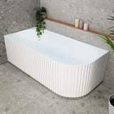 Agora Groove 1700mm left corner bathtub in gloss white, top down view