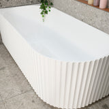 Agora Groove 1700mm left corner bathtub in gloss white, zoomed top down view