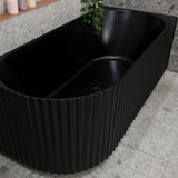 Agora Groove 1700mm right corner bathtub in matte black, top down view