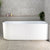 Agora Groove 1700mm Fluted Right Corner Freestanding Bath, Matte White