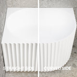 Comparison of the Agora Groove corner bathtub curved side and straight side in white