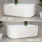 Comparison of the Agora Groove right and left corner bathtub in white