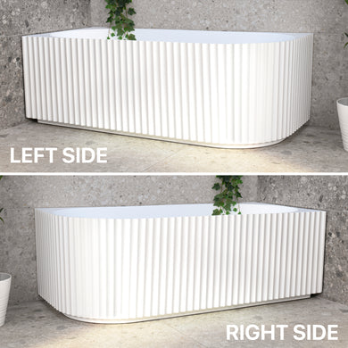 Comparison of the Agora Groove right and left corner bathtub in white