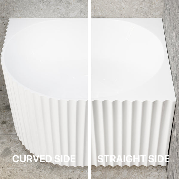 Agora Groove Fluted Oval Freestanding Corner Bath | 1500mm or 1700mm | Gloss White or Matte White |