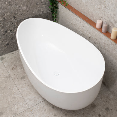 Wave Oval 1600mm Wide Freestanding Bath, Gloss White