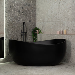 Wave Oval 1600mm Wide Freestanding Bath, Matte Black