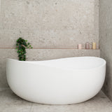 Wave Oval 1600mm Wide Freestanding Bath, Matte White