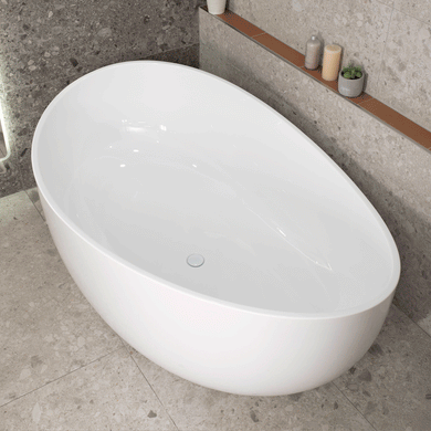 Wave Oval 1800mm Wide Freestanding Bath, Gloss White