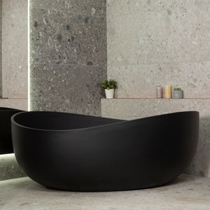 Wave Oval 1800mm Wide Freestanding Bath, Matte Black
