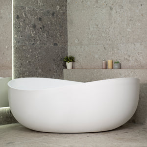 Wave Oval 1800mm Wide Freestanding Bath, Matte White