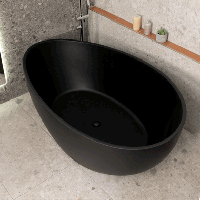 **Clearance Stock** Nami Oval 1800mm Wide Freestanding Bath, Matte Black