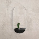 Pill Oval 400mm x 900mm Mirrored Shaving Cabinet, Matte Black