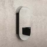 Pill Oval 400mm x 900mm Mirrored Shaving Cabinet, Matte Black