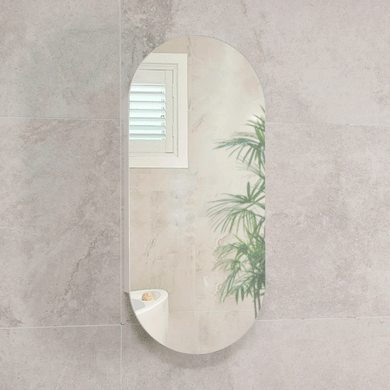 Pill Oval 400mm x 900mm Mirrored Shaving Cabinet, Matte White