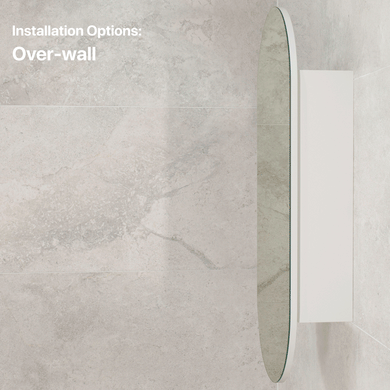Pill Oval 400mm x 900mm Mirrored Shaving Cabinet, Matte White