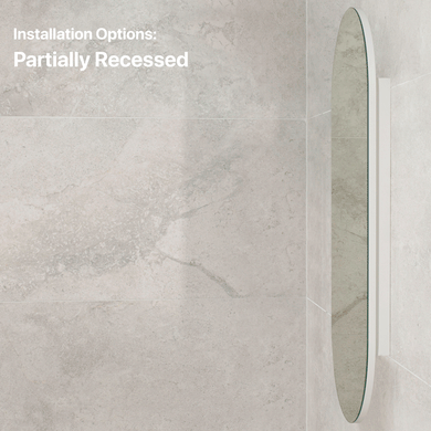 Pill Oval 400mm x 900mm Mirrored Shaving Cabinet, Matte White