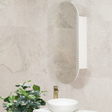 Pill Oval 400mm x 900mm Mirrored Shaving Cabinet, Matte White