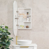 Pill Oval 400mm x 900mm Mirrored Shaving Cabinet, Matte White