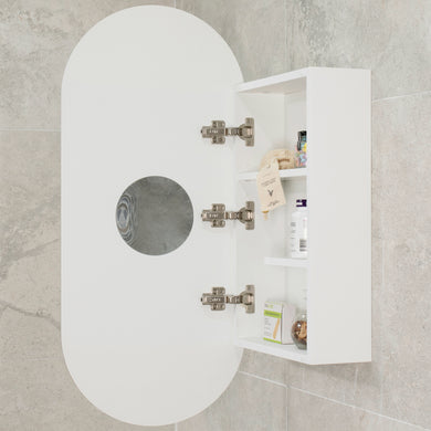 Pill Oval 400mm x 900mm Mirrored Shaving Cabinet, Matte White