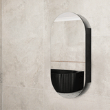 Pill Oval 500mm x 1000mm Mirrored Shaving Cabinet, Matte Black