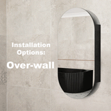 Pill Oval 500mm x 1000mm Mirrored Shaving Cabinet, Matte Black