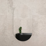 Pill Oval 500mm x 1000mm Mirrored Shaving Cabinet, Matte Black