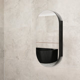 Pill Oval 500mm x 1000mm Mirrored Shaving Cabinet, Matte Black