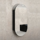 Pill Oval 500mm x 1000mm Mirrored Shaving Cabinet, Matte Black