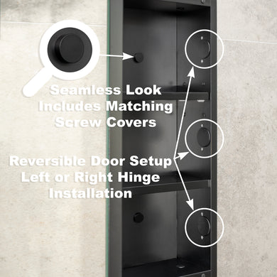 Pill Oval 500mm x 1000mm Mirrored Shaving Cabinet, Matte Black