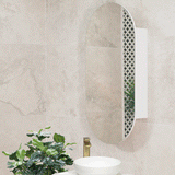 Pill Oval 500mm x 1000mm Mirrored Shaving Cabinet, Matte White