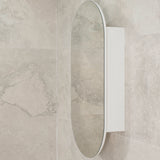 Pill Oval 500mm x 1000mm Mirrored Shaving Cabinet, Matte White