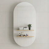 Pill Oval 600mm x 1200mm Mirrored Shaving Cabinet, Matte Black
