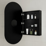 Pill Oval 600mm x 1200mm Mirrored Shaving Cabinet, Matte Black