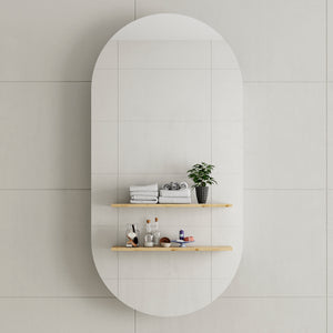 *Clearance* Pill Oval 600mm x 1200mm Mirrored Shaving Cabinet, Matte White