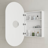 *Clearance* Pill Oval 600mm x 1200mm Mirrored Shaving Cabinet, Matte White