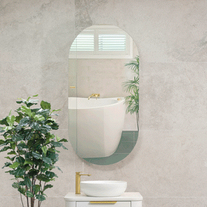 Pill Oval 600mm x 1200mm Mirrored Shaving Cabinet, Matte White