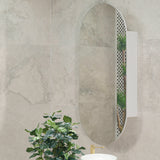 Pill Oval 600mm x 1200mm Mirrored Shaving Cabinet, Matte White