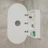 Pill Oval 600mm x 1200mm Mirrored Shaving Cabinet, Matte White