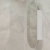 Pill Oval 600mm x 1200mm Mirrored Shaving Cabinet, Matte White