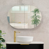 Pill Oval 900mm x 600mm Mirrored Shaving Cabinet, Matte Black