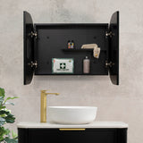 Pill Oval 900mm x 600mm Mirrored Shaving Cabinet, Matte Black