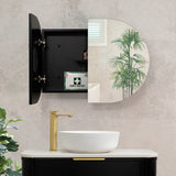 Pill Oval 900mm x 600mm Mirrored Shaving Cabinet, Matte Black