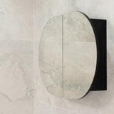 Pill Oval 900mm x 600mm Mirrored Shaving Cabinet, Matte Black