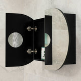 Pill Oval 900mm x 600mm Mirrored Shaving Cabinet, Matte Black