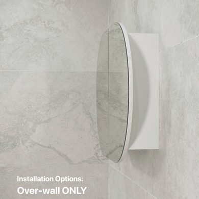Pill Oval 900mm x 600mm Mirrored Shaving Cabinet, Matte White