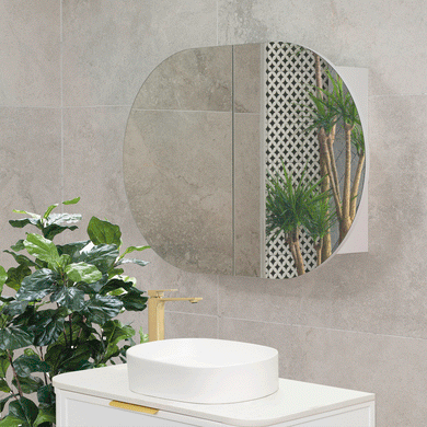 Pill Oval 900mm x 600mm Mirrored Shaving Cabinet, Matte White