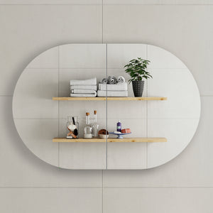 Pill Oval 900mm x 600mm Mirrored Shaving Cabinet, Matte White