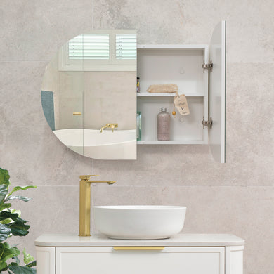 Pill Oval 900mm x 600mm Mirrored Shaving Cabinet, Matte White