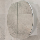 Pill Oval 900mm x 600mm Mirrored Shaving Cabinet, Matte White